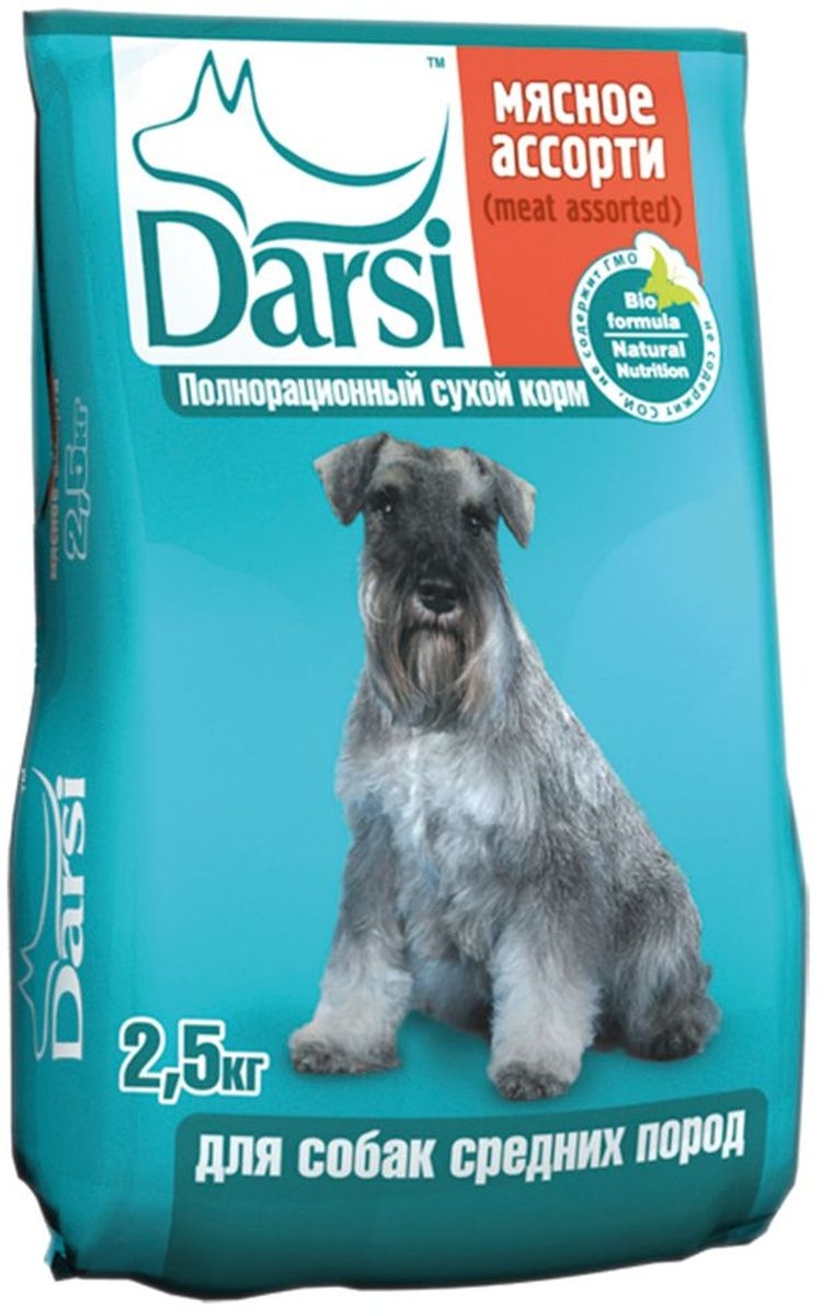 Корм для собак darsi (10 кг) сухой корм для собак средних пород