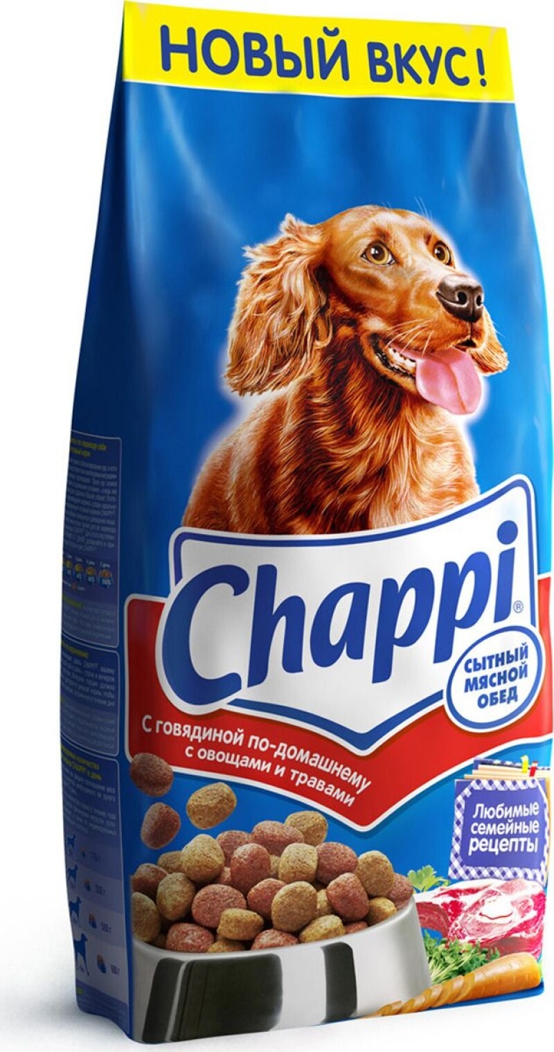 Сухой корм для собак Chappi мясное говядина по-домашнему, 15 кг