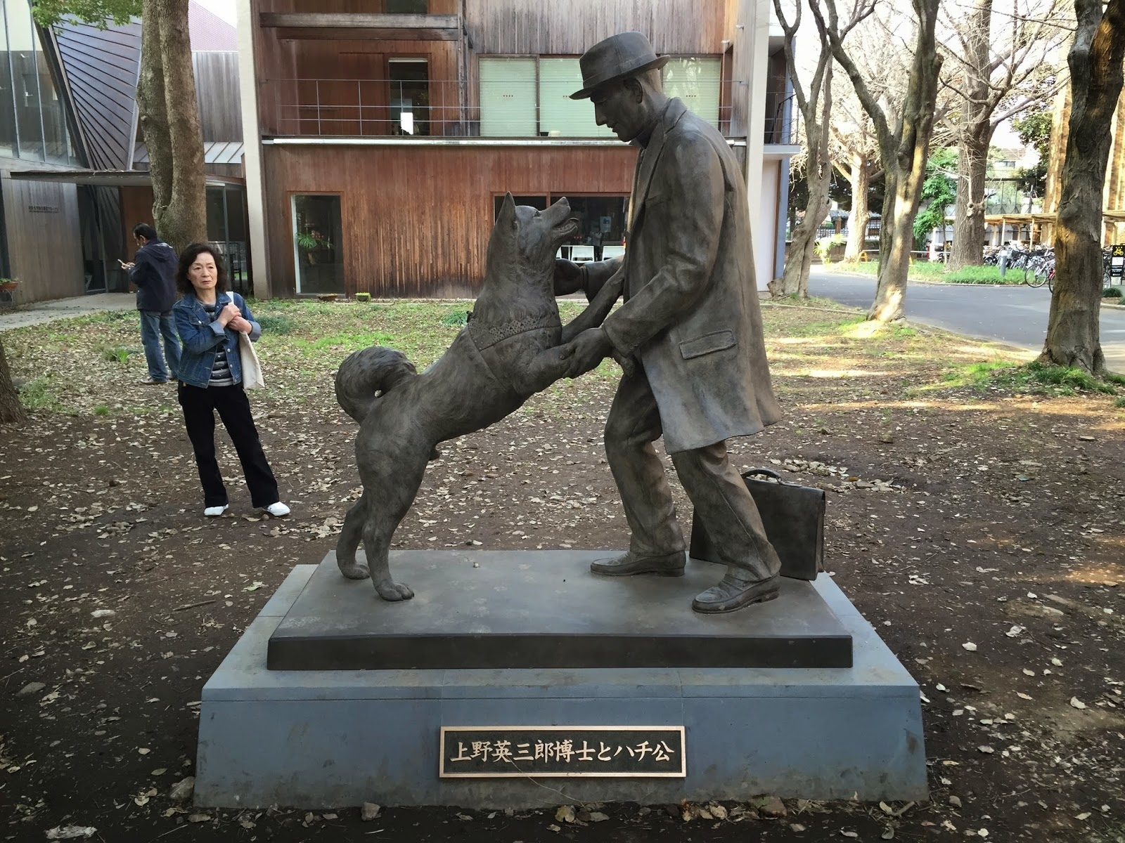 Хатико в каком городе. Хидэсабуро Уэно. Хатико и профессор Уэно. Памятник Хатико.