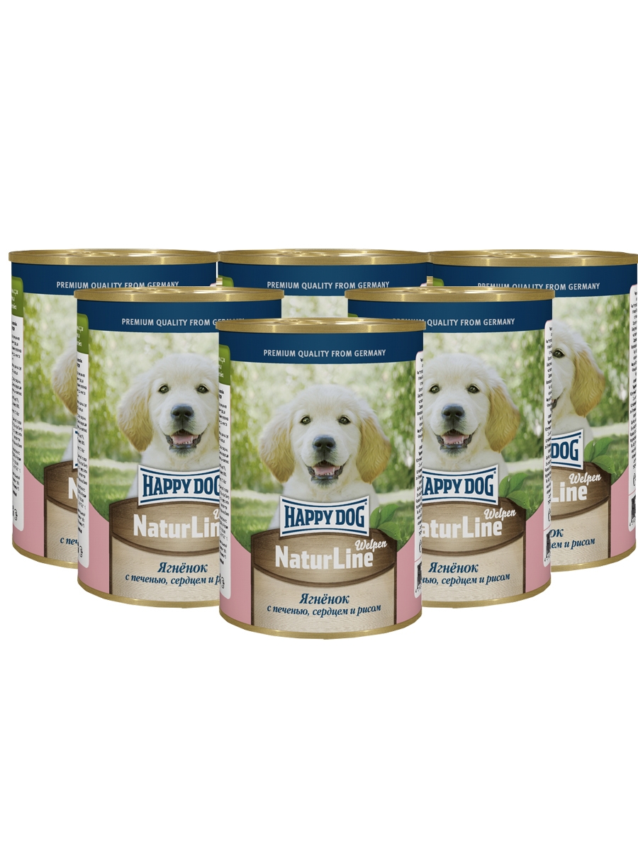 Happy Dog Natur line консервы для собак телятина и рис, 410 г.