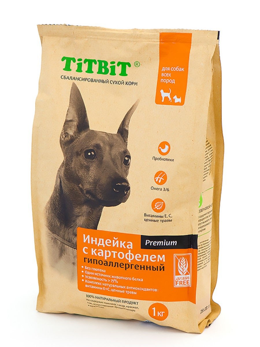 Корм для собак TITBIT (3 кг) для собак крупных пород ягненок с рисом