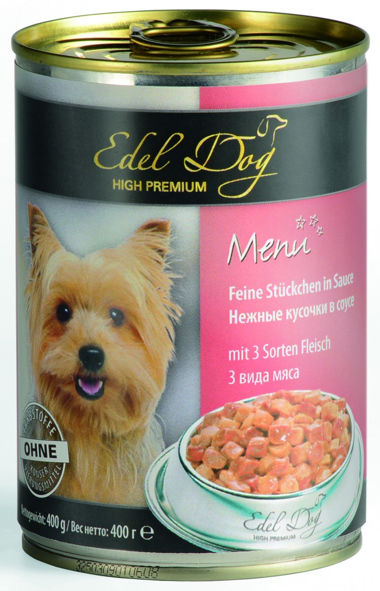 Корм для собак Edel Dog 3 вида мяса (0.4 кг) 24 шт.