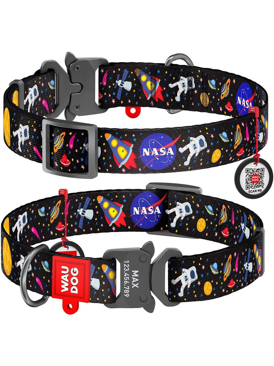 Collar ошейник для собак waudog nylon с рисунком "NASA"