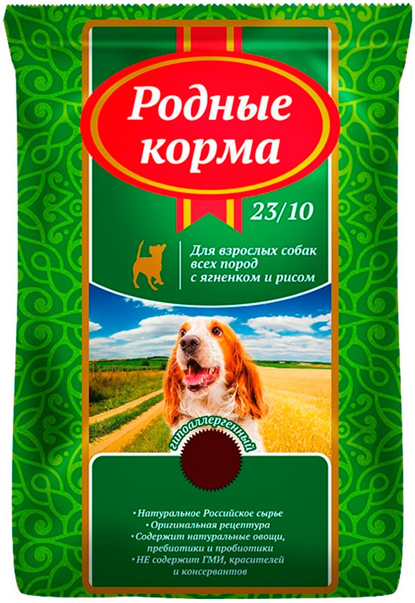 Корм для собак родные корма (0.409 кг) сухой корм для взрослых собак ягненок с рисом