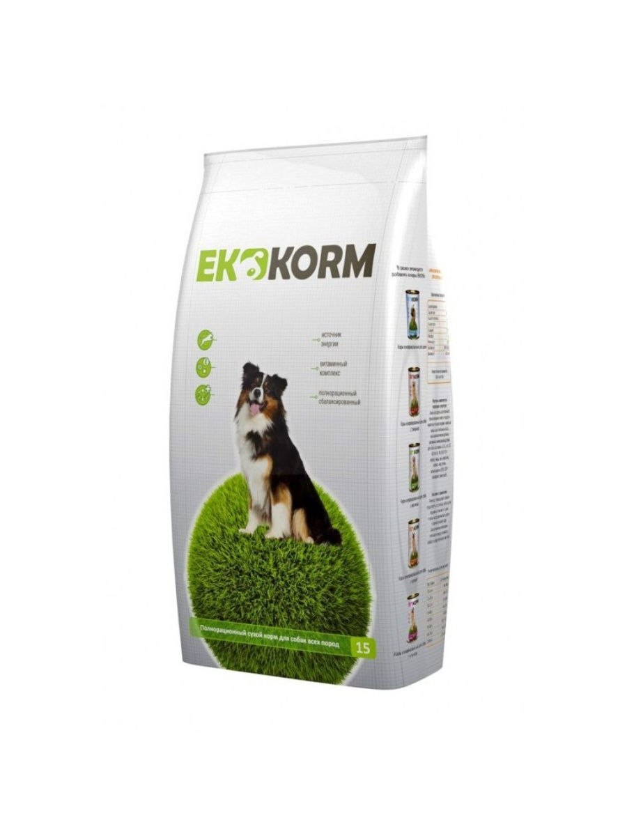 Корм сухой "Ekkorm" для собак всех пород, 15 кг