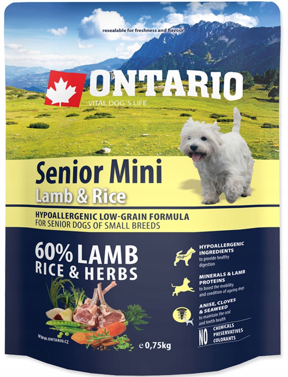 Корм для собак Ontario (0.75 кг) Adult Mini 7 Fish & Rice