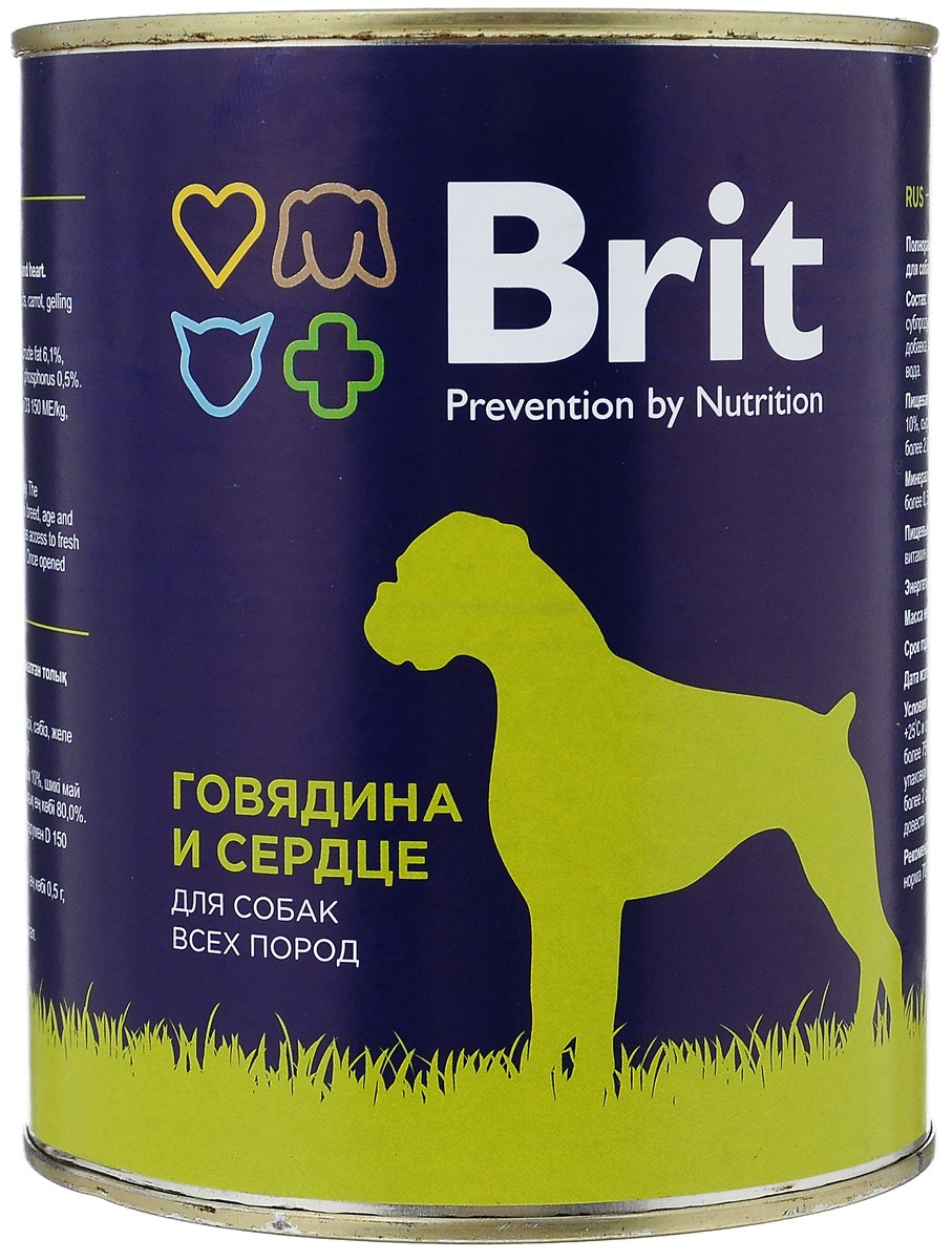 Корм для собак Brit говядина, печень 850г