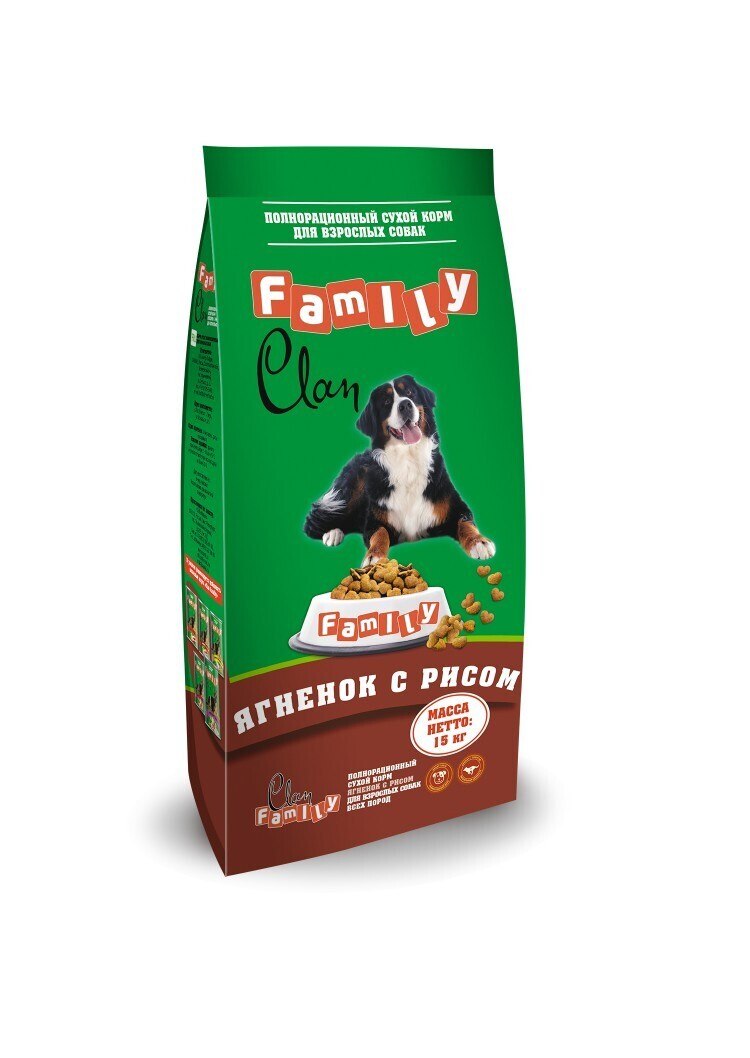 Корм для собак Clan (15 кг) Family сухой гипоаллергенный корм с ягненком и рисом для взрослых собак