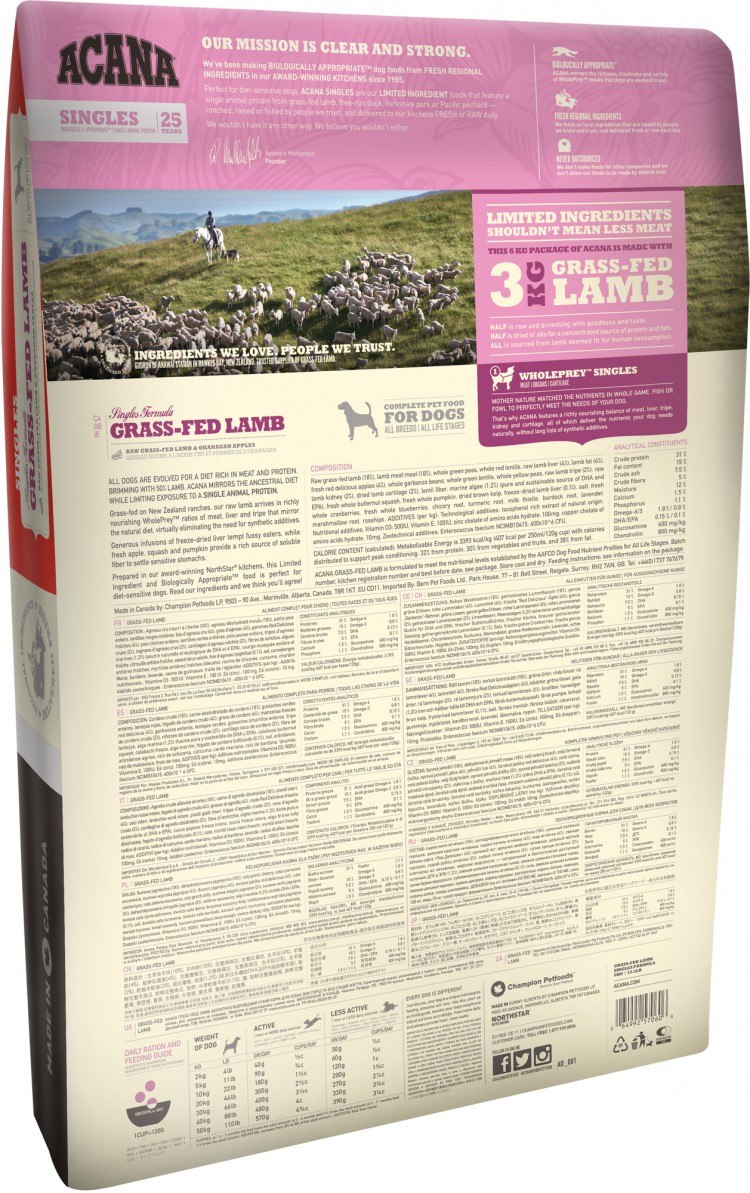 Корм для собак Acana Fed-Lamb 11.4