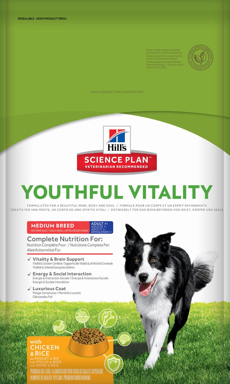 Сухой корм для собак Hills youthful Vitality Medium Breed Adult 7+