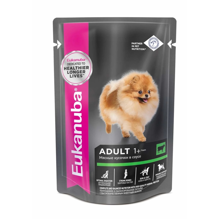 Консервы для взрослых собак Eukanuba с говядиной 100г
