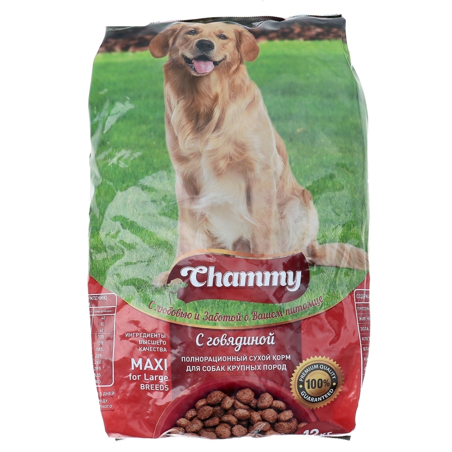 Корм Chammy для крупных собак, с говядиной 18 кг