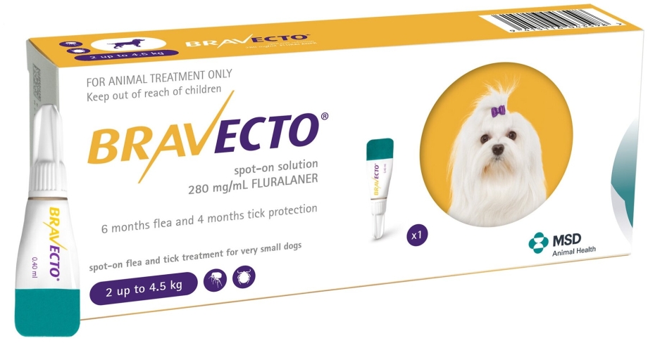 Бравекто (MSD animal Health) капли от блох и клещей спот он для собак 4,5-10 кг