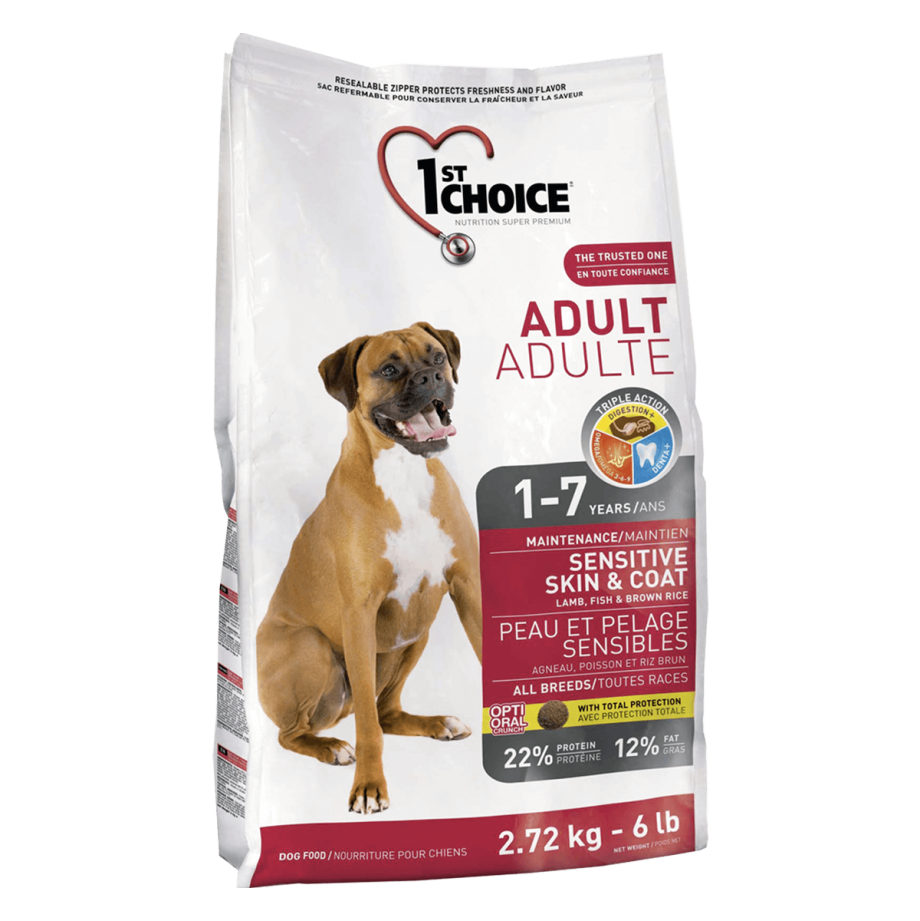 Корм для собак 1st choice Adult для здоровья кожи и шерсти, ягненок, рыба с коричневым рисом 2.72 кг
