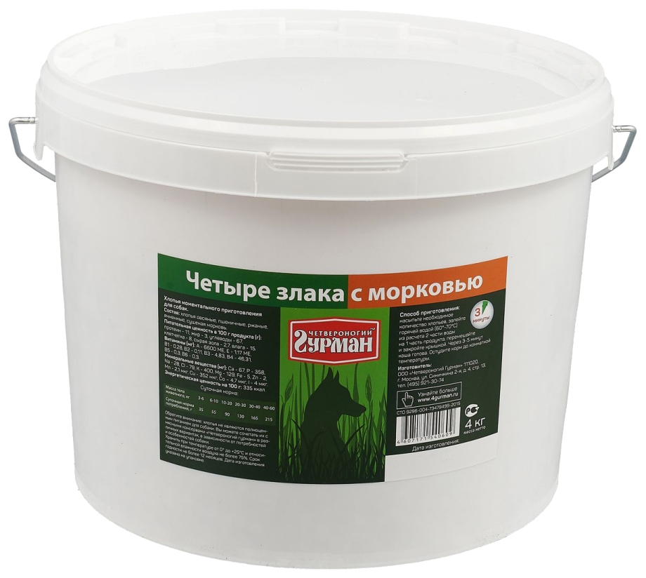 Корм для собак Четвероногий Гурман четыре злака 4 кг