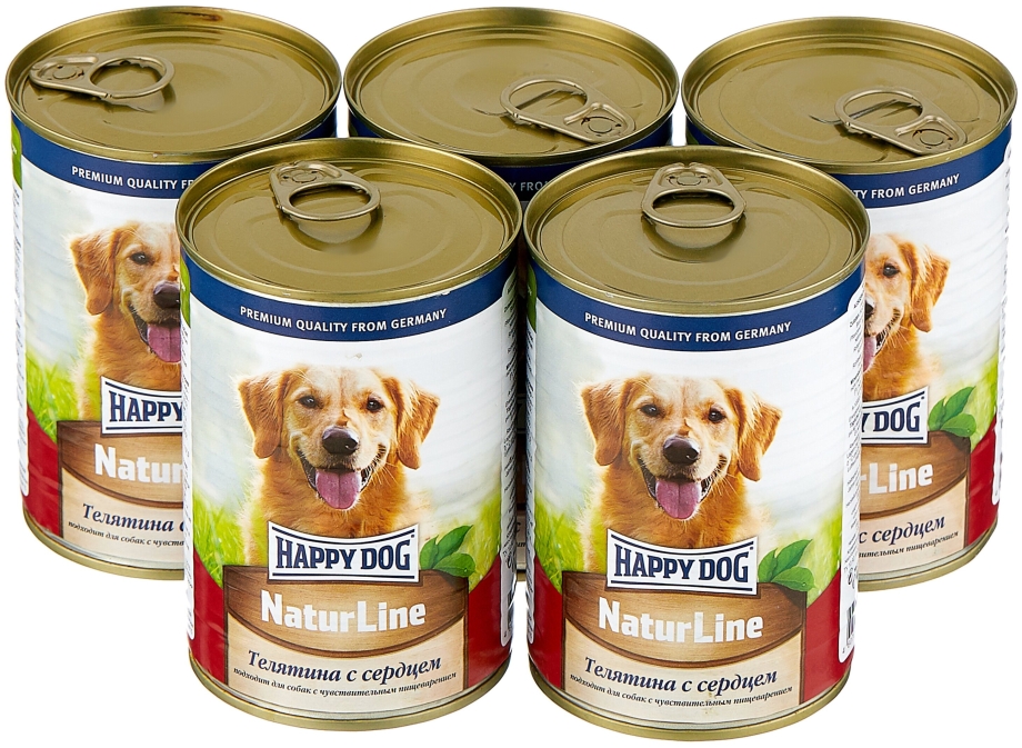 Корм для собак Happy Dog NATURLINE телятина, сердце 20шт. Х 400г