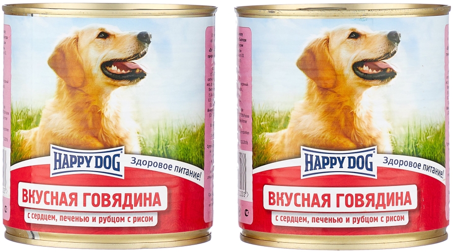 Корм для собак Happy Dog NATURLINE говядина, печень, сердце, рубец с рисом 750г
