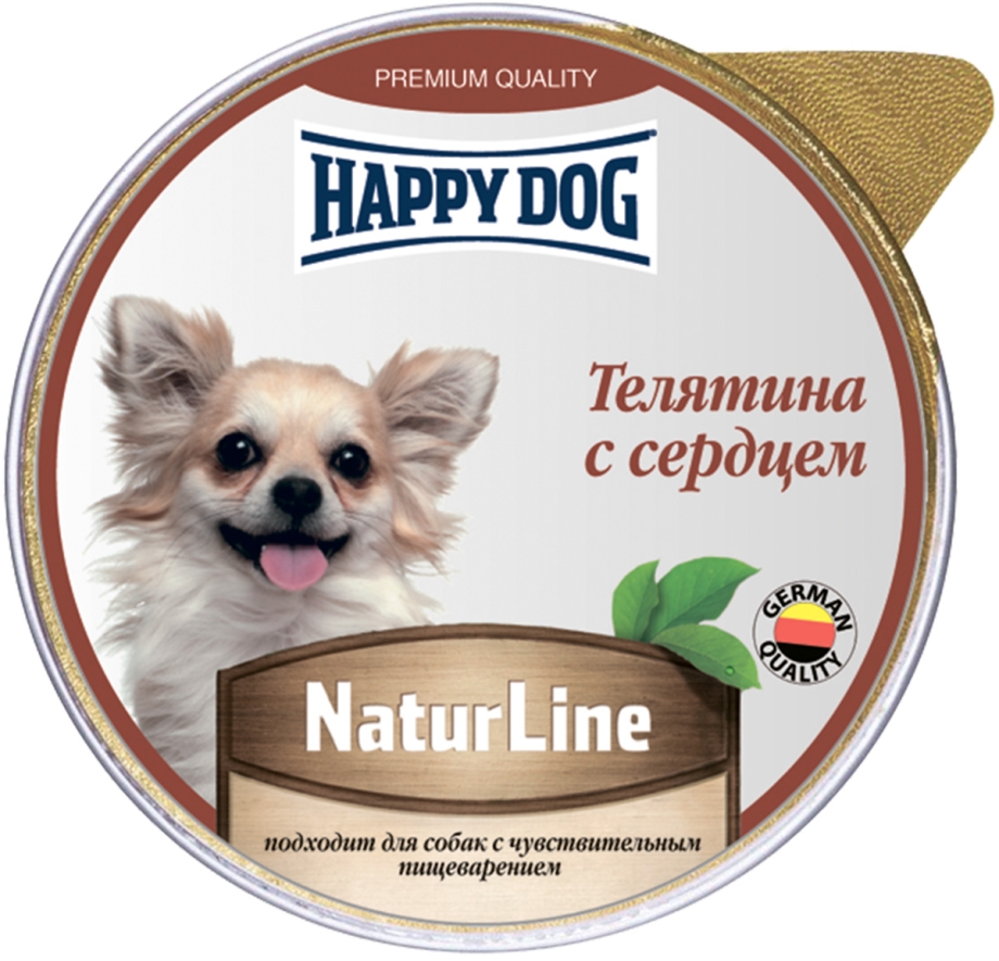 Корм для собак Happy Dog NATURLINE телятина, сердце 20шт. Х 400г