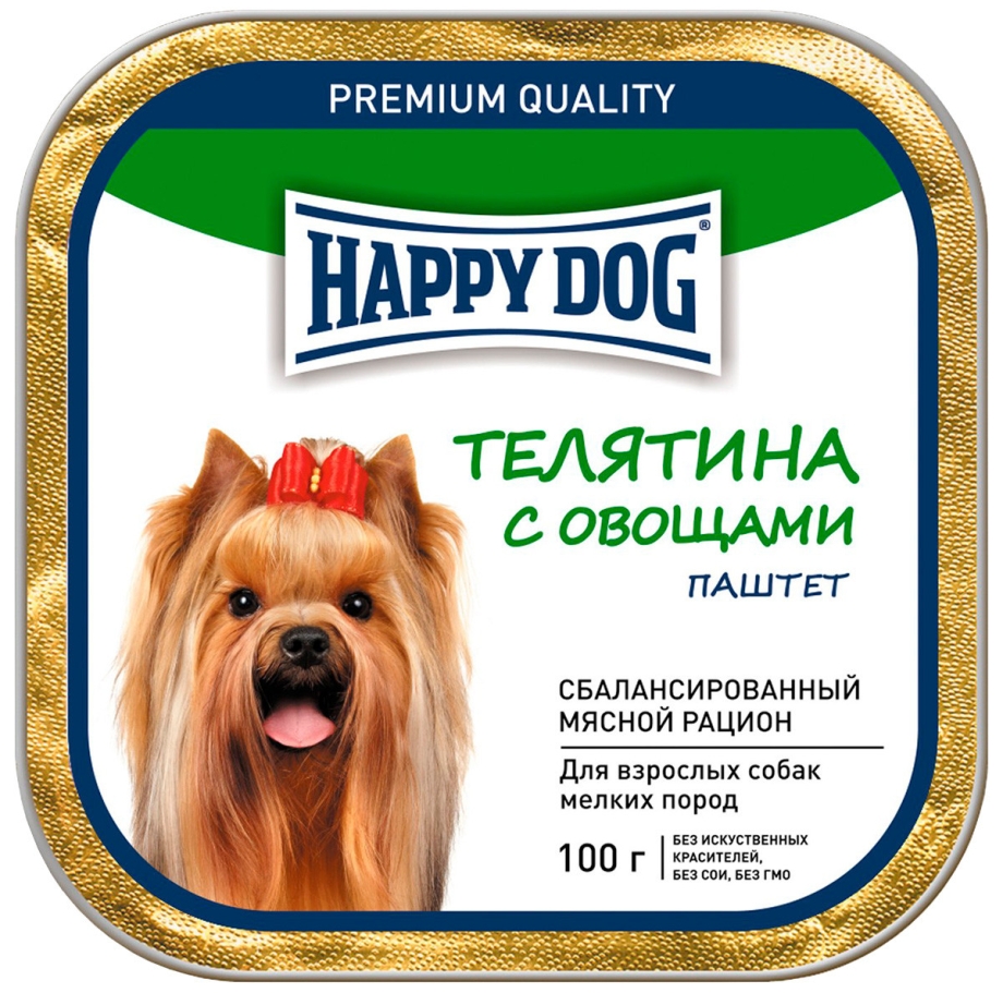 Корм для собак Happy Dog Mini паштет телятина с овощами 15шт. Х 100г
