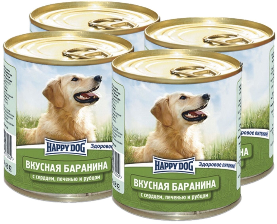 Happy Dog консервы для собак (ягненок, сердце, печень, рубец). 970 Г.
