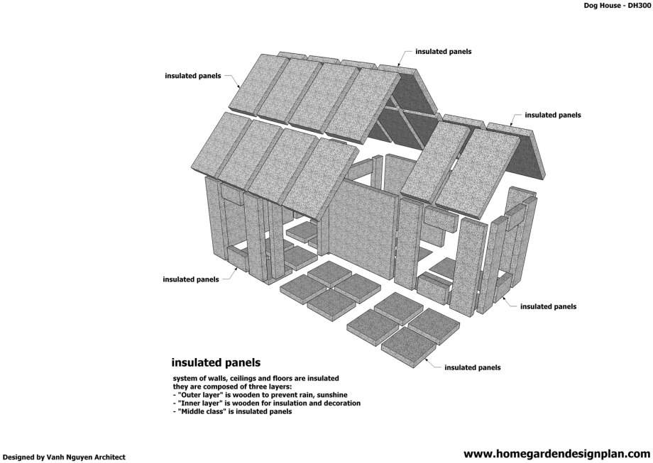 House Plan with Wooden Walls with Insulator drawings