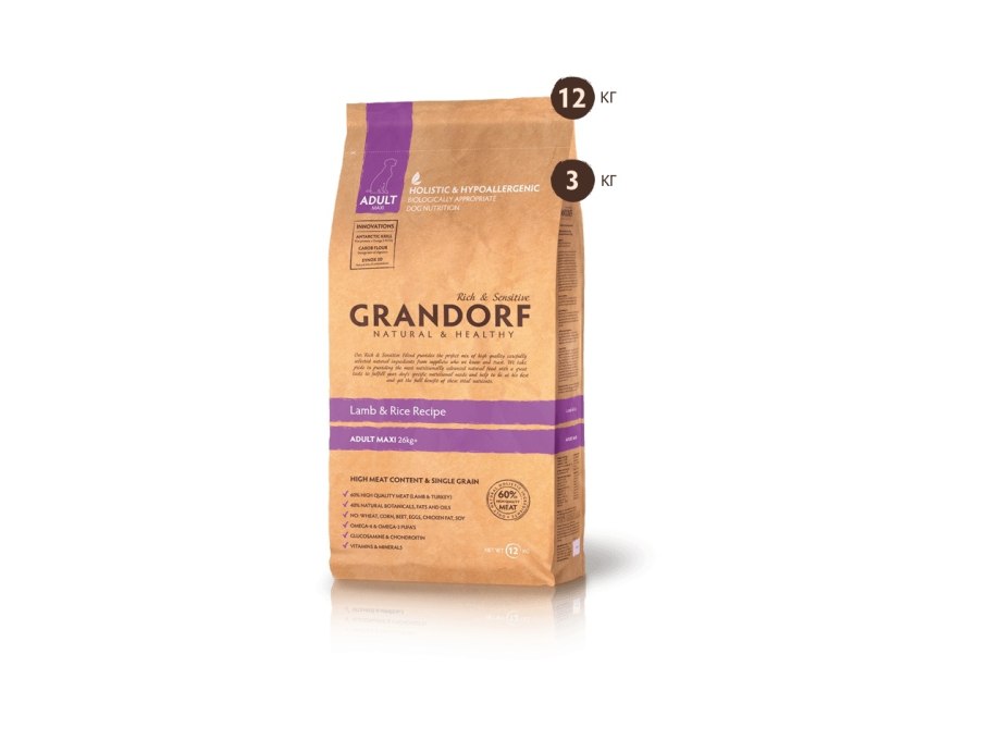 Grandorf Dog Maxi Lamb & Rice 12кг