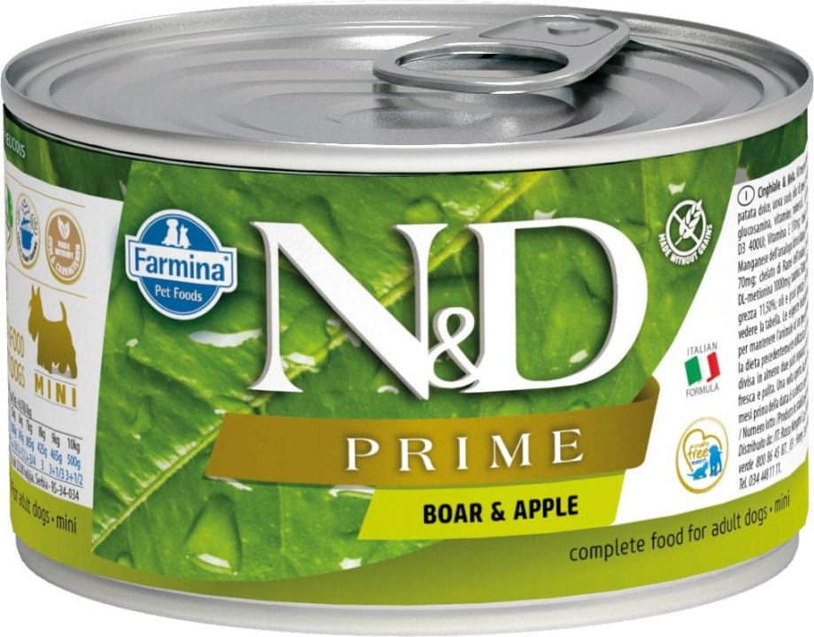 Farmina n&d Dog Prime консервы для собак мини пород кабан с яблоком 140 г