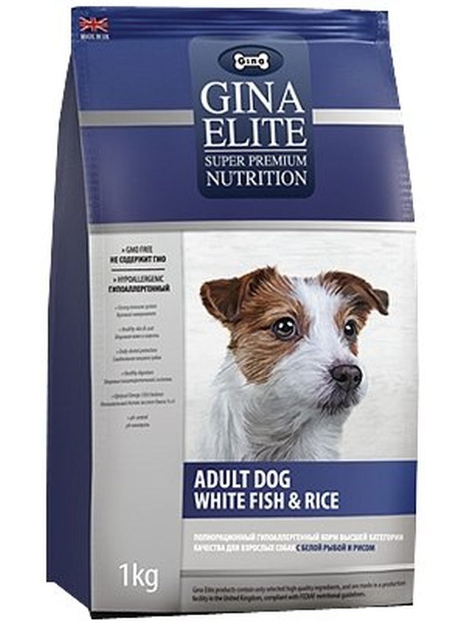 Корм для собак Gina Elite (3 кг) Adult Dog White Fish & Rice
