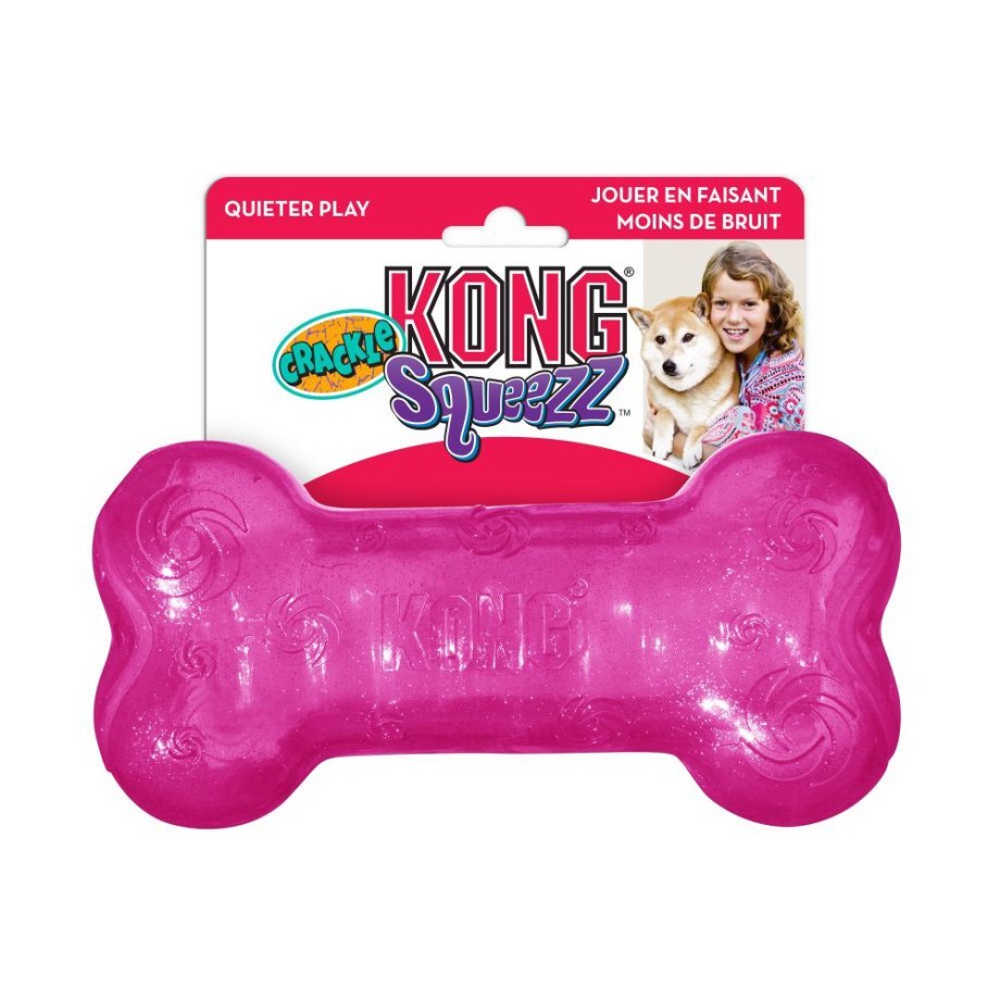 Игрушка для собак Конг Squeezz Crackle косточка хрустящая средняя 15*4