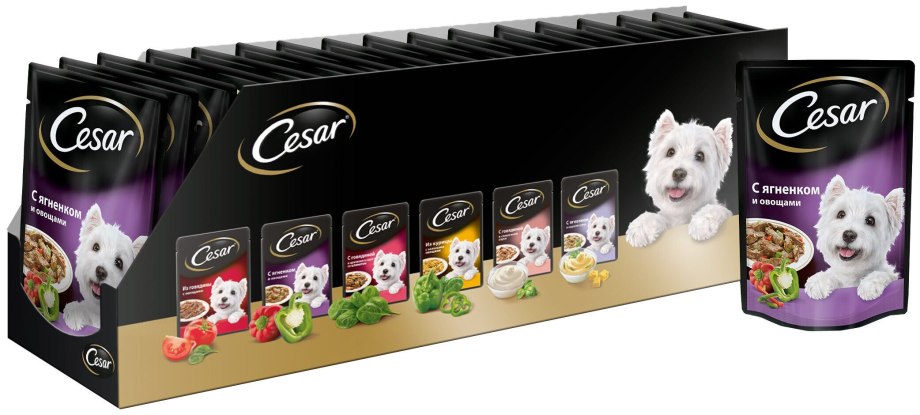 Корм для собак Cesar ягненок с овощами 24шт. Х 100г