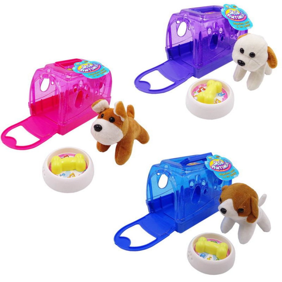 Мягкая игрушка ABTOYS мой питомец, собачка в переноске, 1 шт (pt-01231)