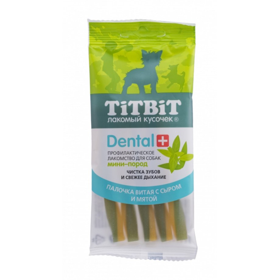 Титбит Dental+ (Дентал) д/с мини-пород палочка витая с сыром, 23шт.упак.
