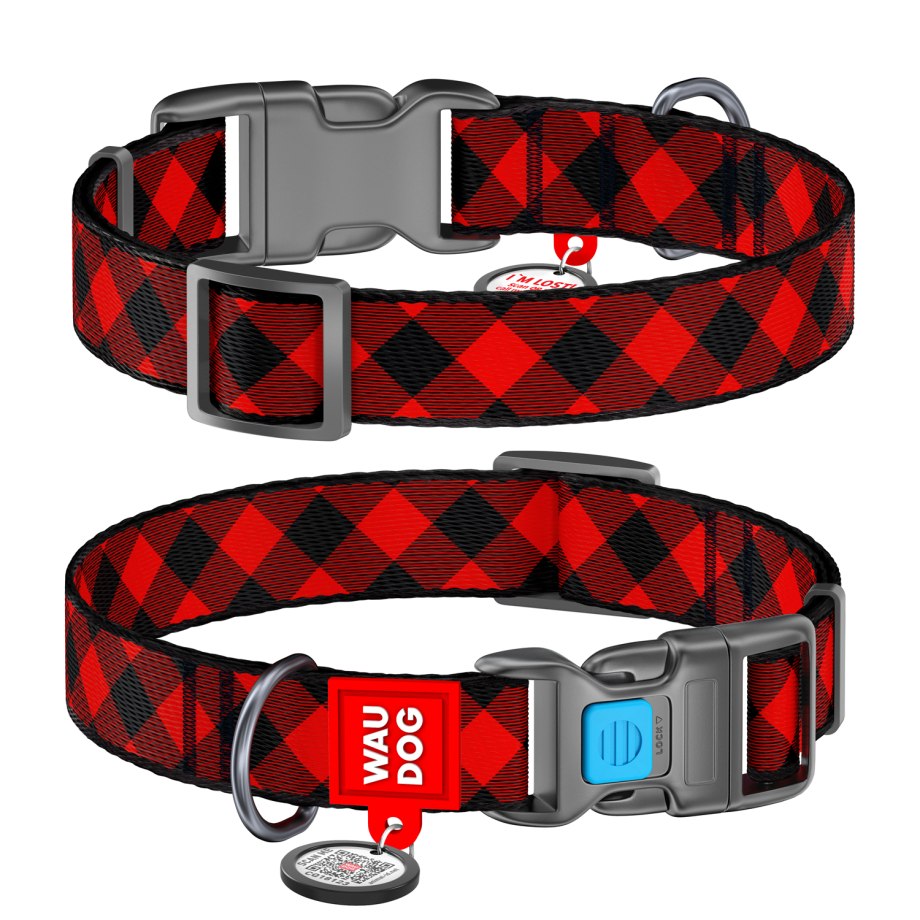 Ошейник Wau Dog nylon светонакопительный (25 мм) 31-49 см