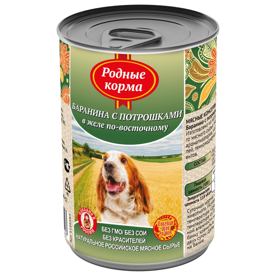 Родные корма 410 г консервы для собак мясное ассорти в желе по-боярски