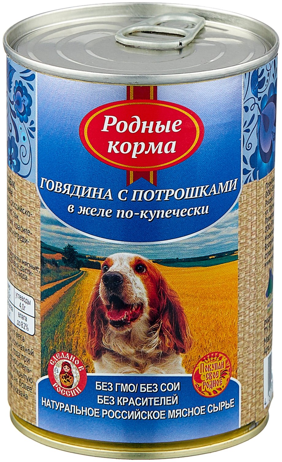 Корм для собак родные корма говядина с потрошками в желе по-купечески (0.410 кг) 1 шт.