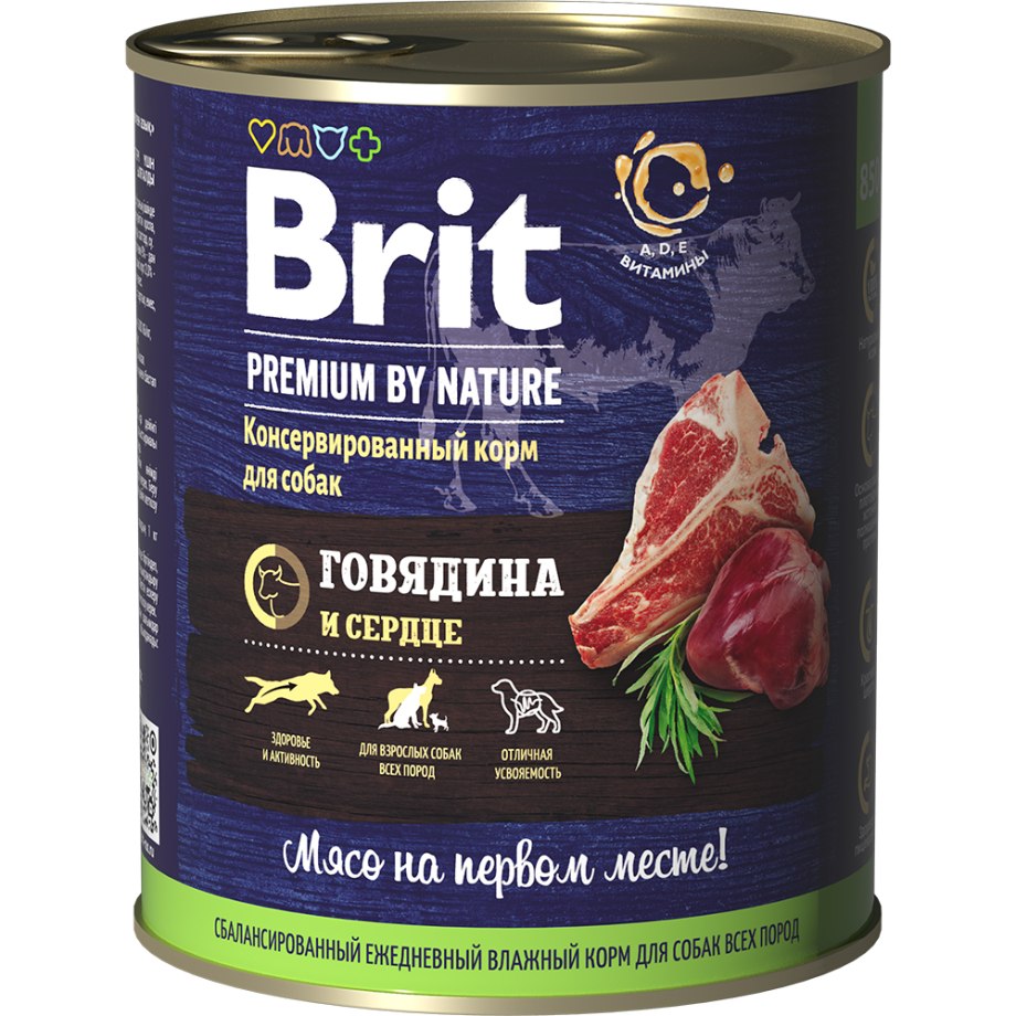 Brit Premium д/собак говядина/печень конс. 850гр