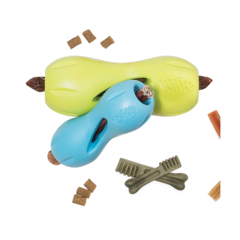 West Paw Zogoflex игрушка для собак гантеля под лакомства Qwizl l 17x7 см оранжевая