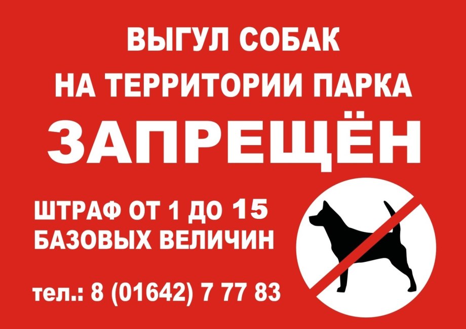Табличка выгул собак