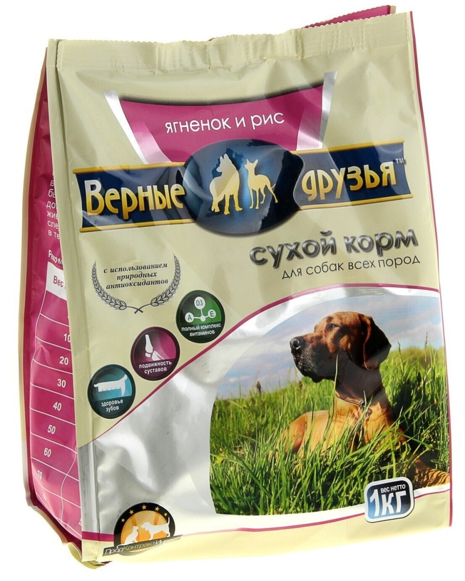 Корм для собак верные друзья (5 кг) сухой для всех пород - ягненок и рис