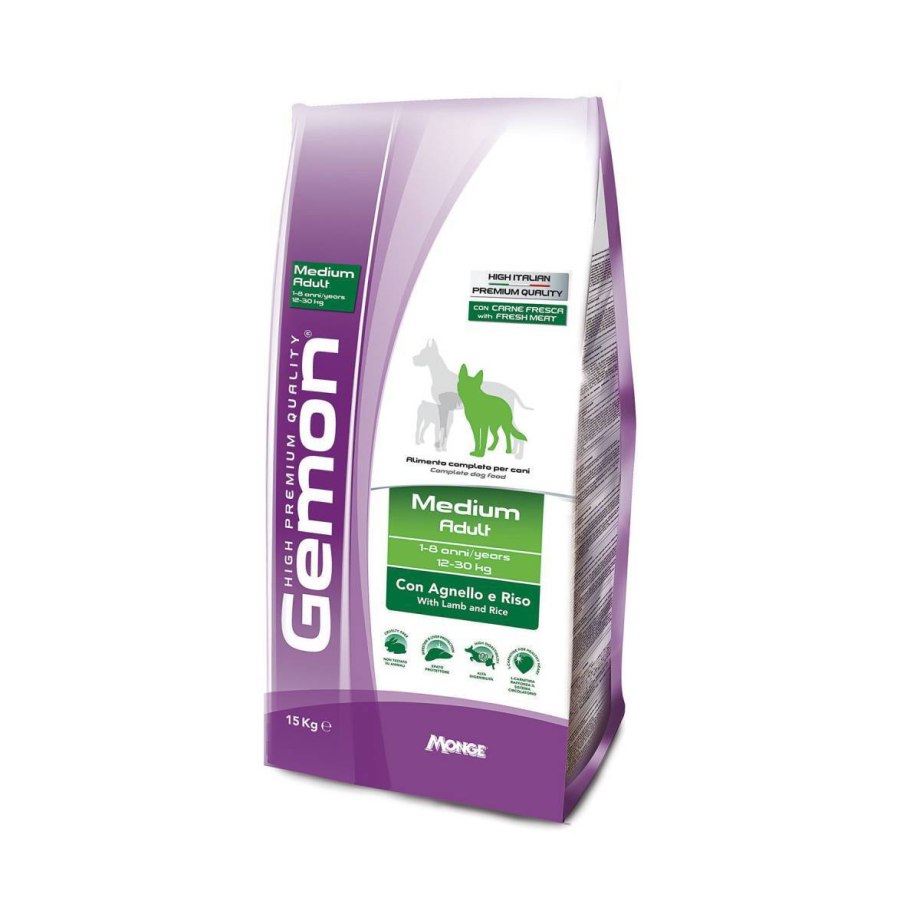 Gemon Dog Medium корм для взрослых собак средних пород ягненок с рисом 15 кг