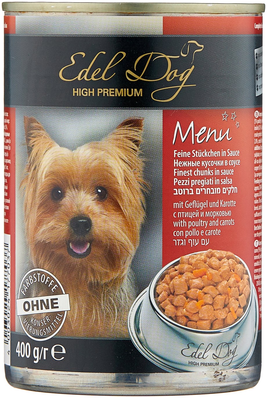 Корм для собак Edel Dog птица с морковью 4шт. Х 400г