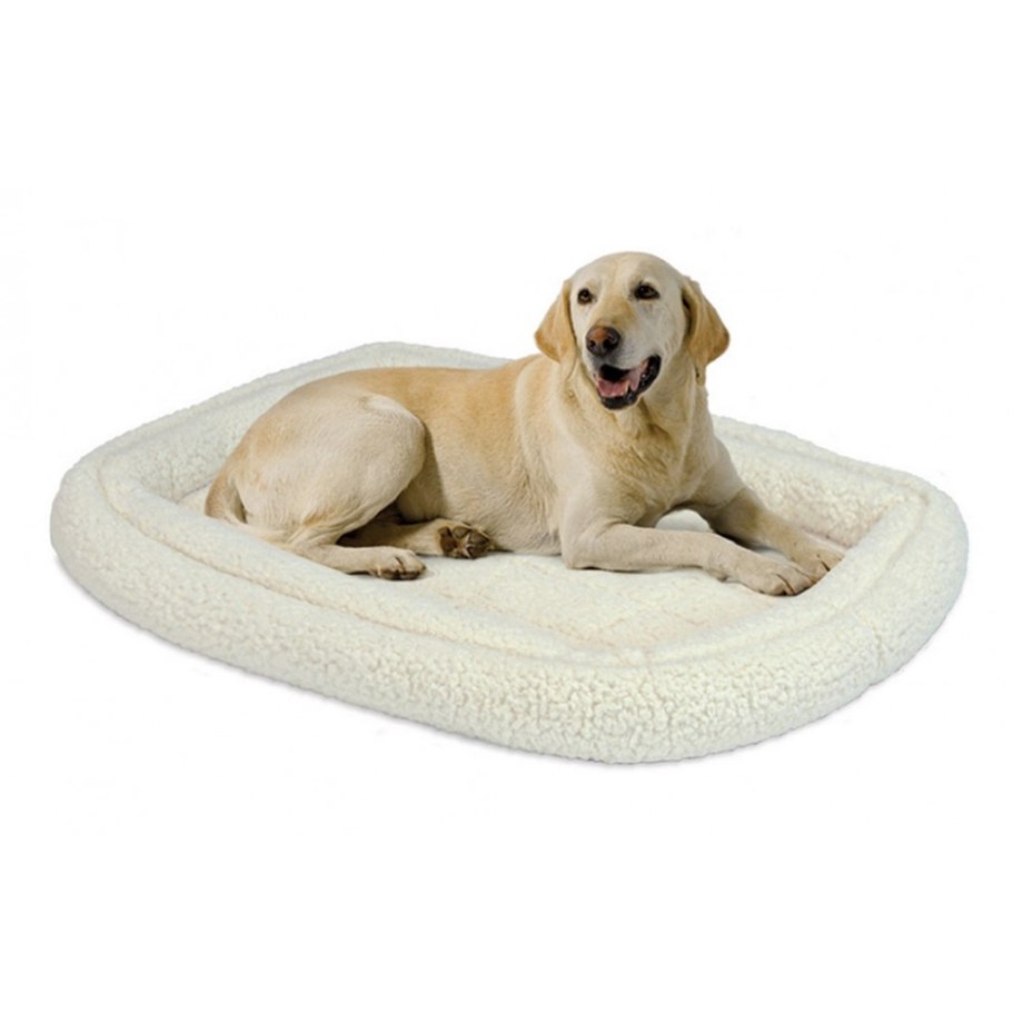 Midwest лежанка Double Bolster с двойным бортом флисовая белая