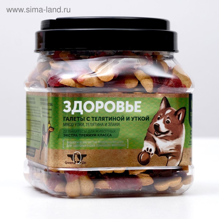 Лакомство д/собак "Green Qzin: здоровье, галеты с телятиной и сурими", 1 шт.