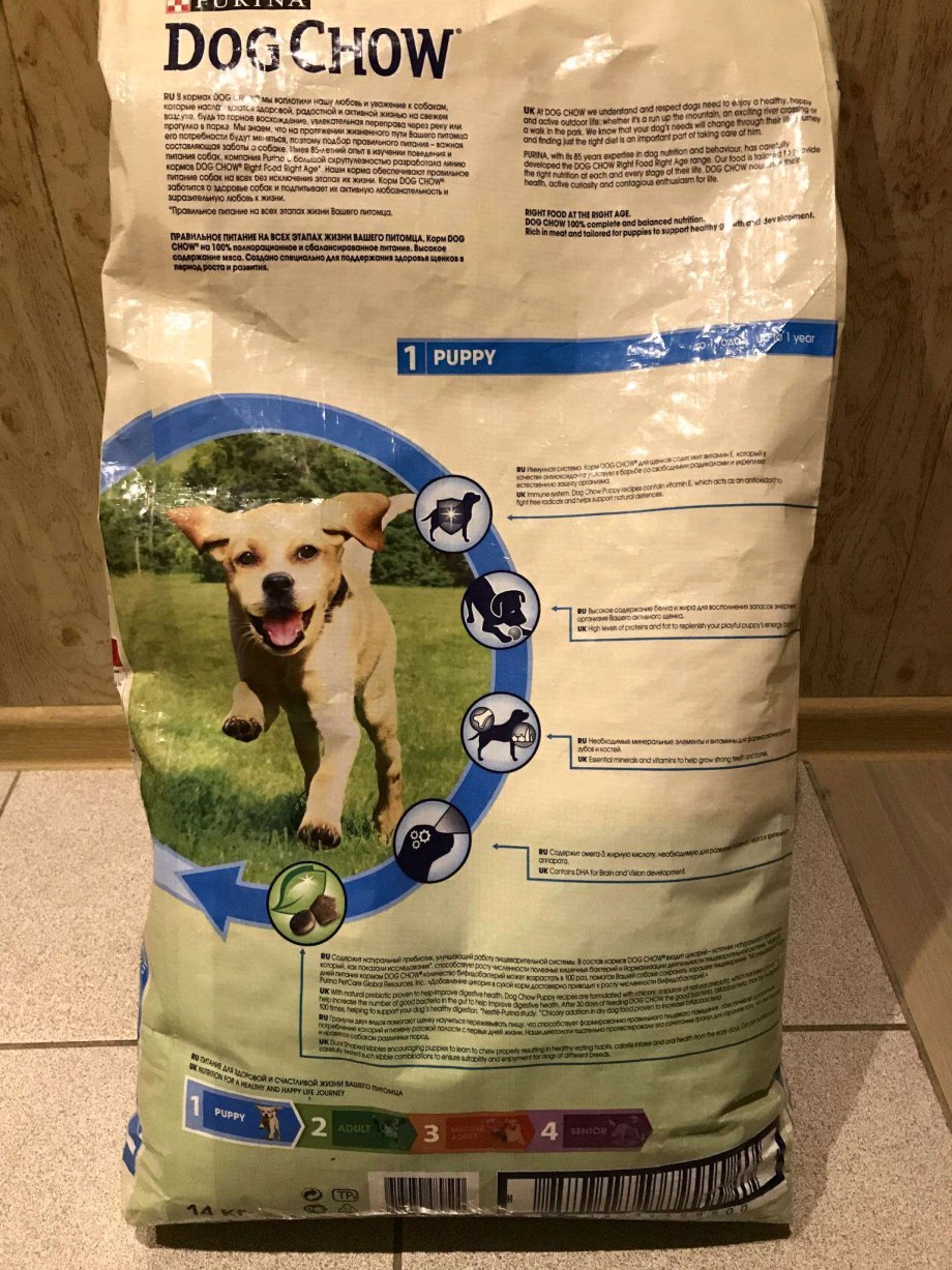 Dog Chow корм для щенков дозировка