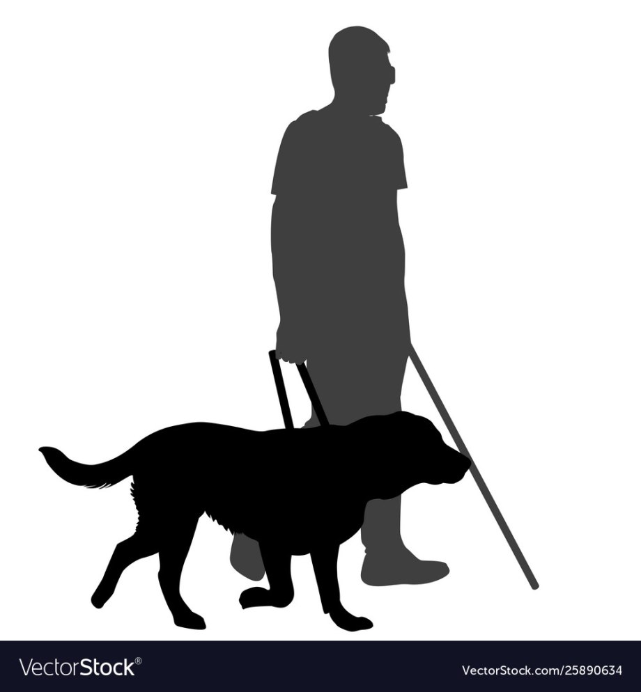 Слепой с тростью и собакой