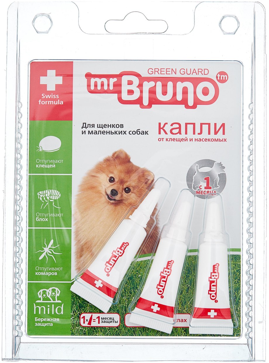 10. Mr. Bruno «Green Guard», капли от блох и клещей для щенков и мелких собак