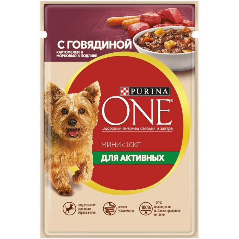 Purina one Mini для собак для активных собак 85г