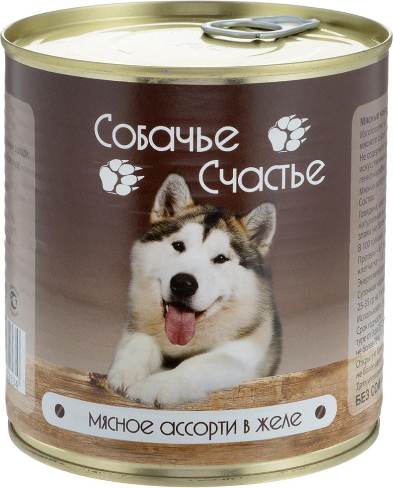 Собачье счастье консервы для собак баранина с потрошками в желе 750 г