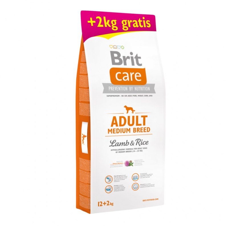 Brit Care Medium Breed Lamb Rice 12 кг+2 кг