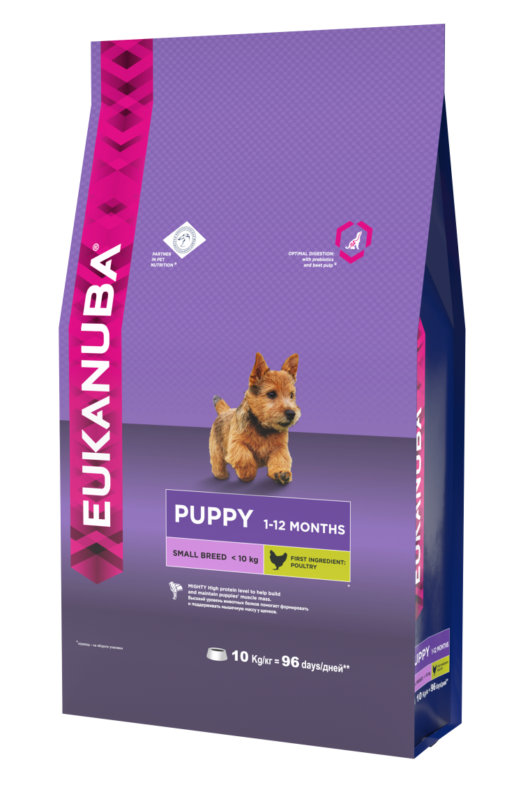 Сухой корм Eukanuba для щенков малых пород с курицей (Puppy & Junior small Breed) 800 гр